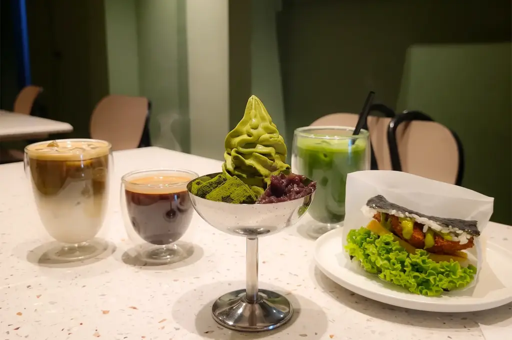 Matchaya menu items inlcuding its matcha tea, lattes, and soft serve.